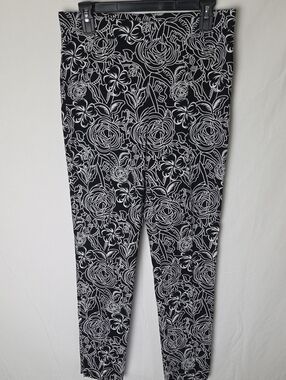 Joseph Ribkoff Black & White Floral Print Leggings Women's Size 10